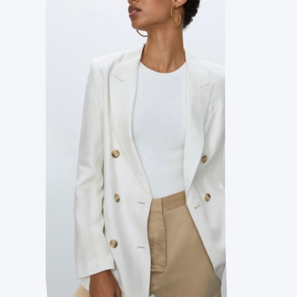 Aritzia Wilfred Linen Creamy White Samuel Blazer Size 0